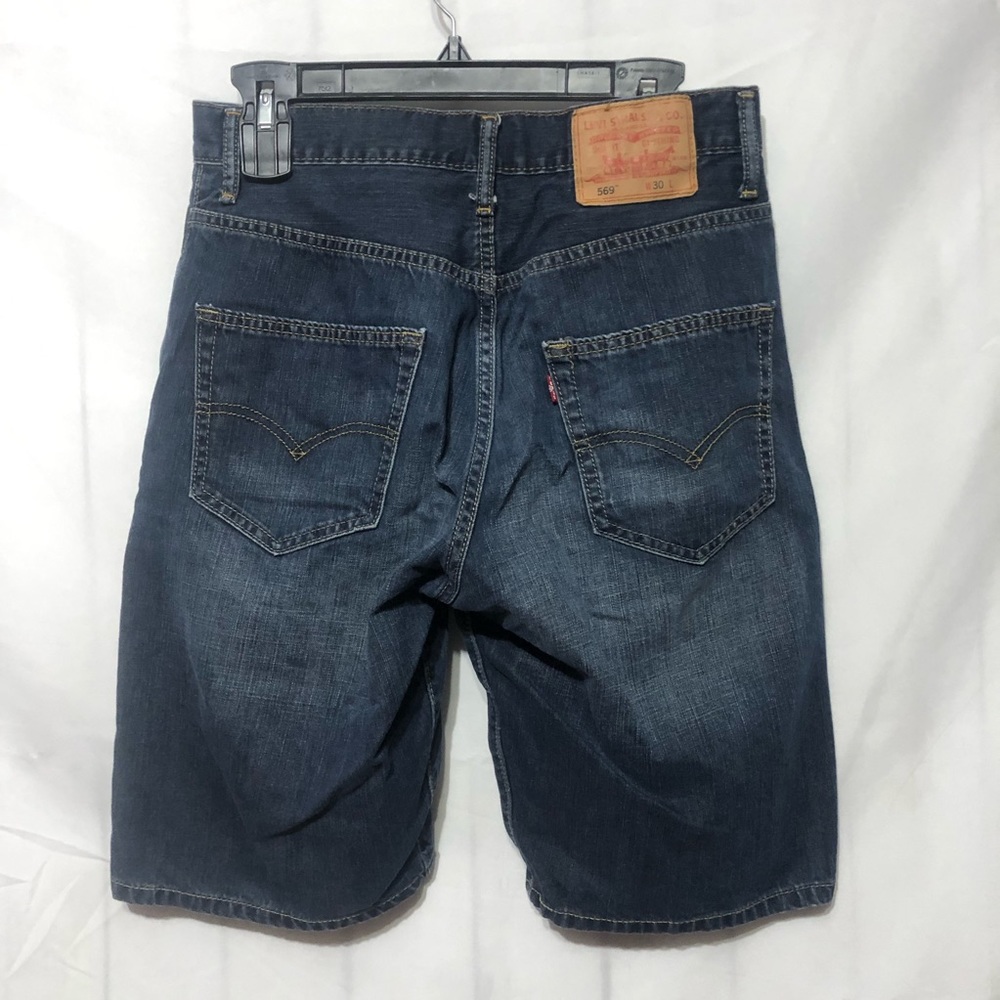 Levis 569 Loose Fit Blue Jean Shorts Mens 30 Dark Wash Denim